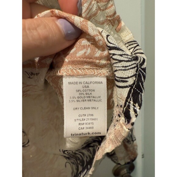 Trina Turk Feather Semi Sheer Silk Cotton Romantic Blouse Top Medium - Picture 3 of 4